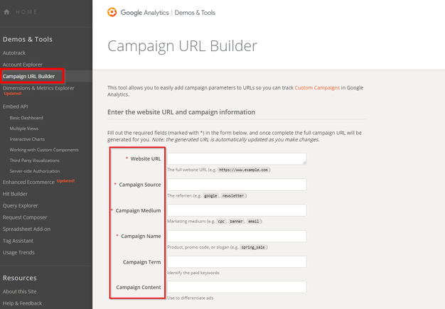 Google's campaign builder