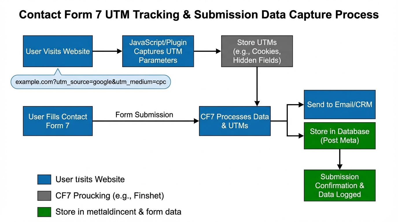 Flow diagram showing UTM capture in Contact Form 7