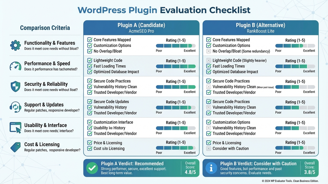 WordPress UTM plugin evaluation criteria