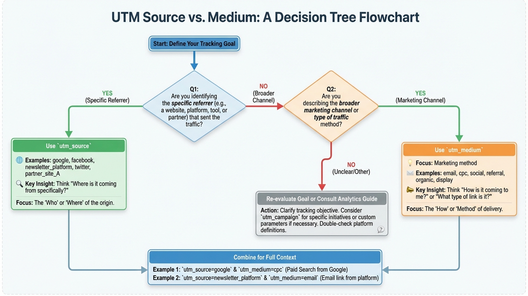 UTM source vs medium decision tree