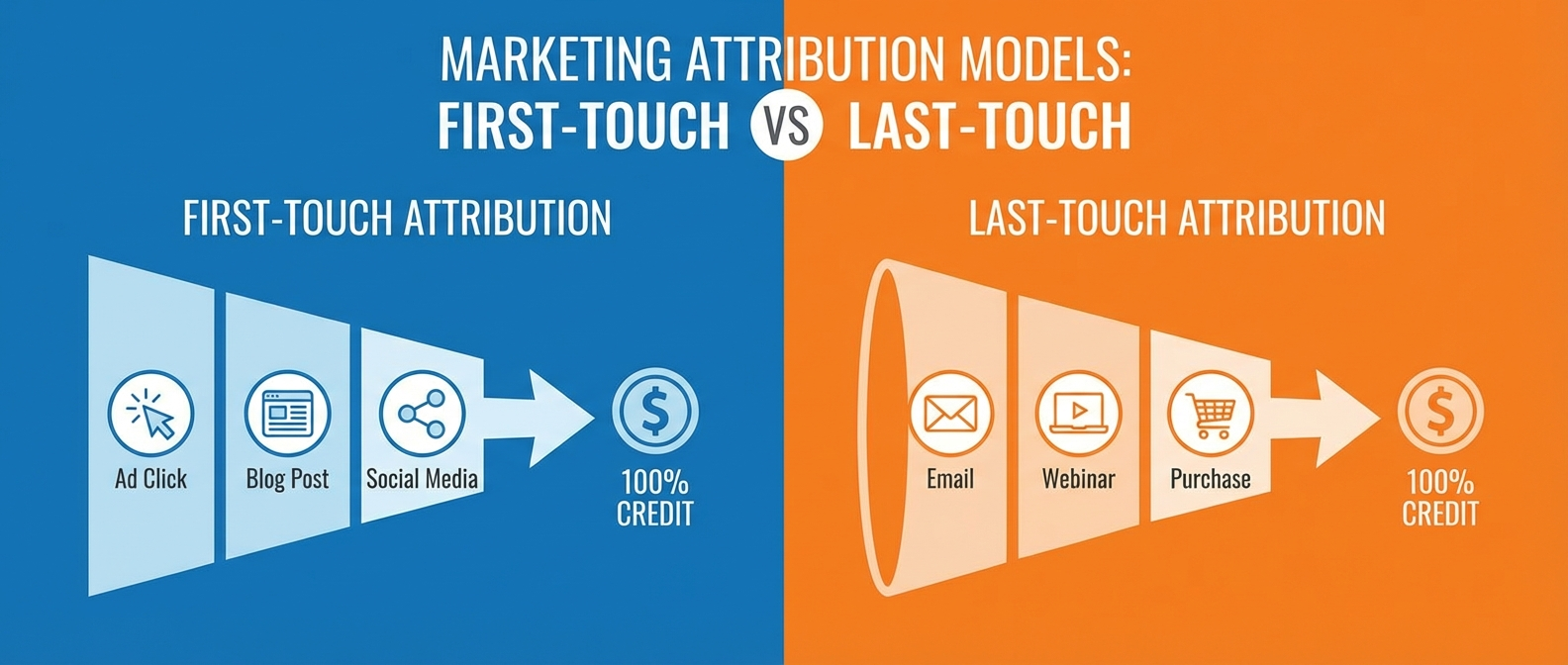 First-touch vs last-touch attribution comparison
