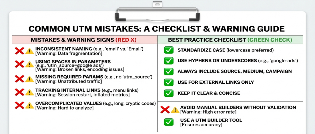 Common UTM mistakes checklist