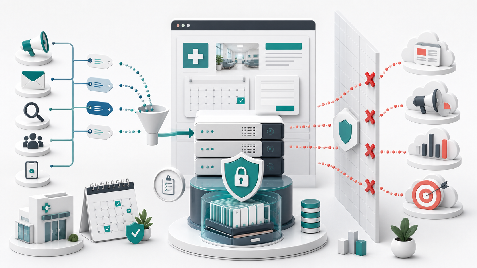First-party WordPress UTM tracking architecture protecting healthcare attribution data from unnecessary third-party disclosure